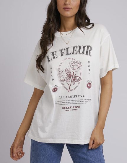 Wild Rose Oversized Tee - Vintage White